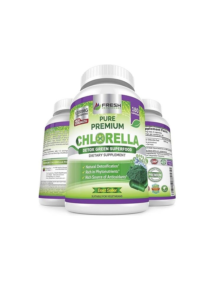 فريش هيلث كير كلوريلا قسط 1200 ملغ مسحوق نباتي نقي 180 كبسولة