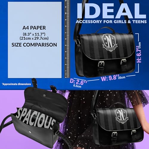 Wednesday Crossbody, Shoulder Bag, Purse for Girls, Teens Small Travel Essentials Cute Sling Bag, Mini Fashion Accessory, Coin Purse Gifts for Girls - Image 3
