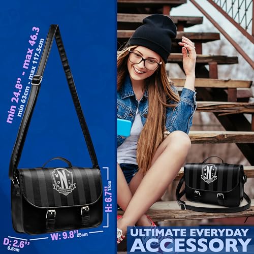Wednesday Crossbody, Shoulder Bag, Purse for Girls, Teens Small Travel Essentials Cute Sling Bag, Mini Fashion Accessory, Coin Purse Gifts for Girls - Image 2