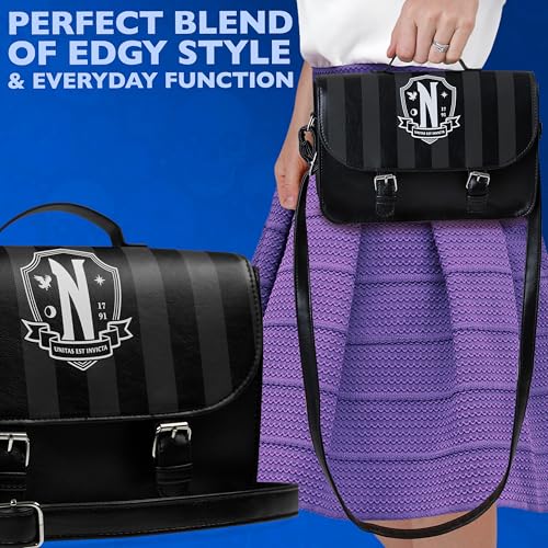 Wednesday Crossbody, Shoulder Bag, Purse for Girls, Teens Small Travel Essentials Cute Sling Bag, Mini Fashion Accessory, Coin Purse Gifts for Girls - Image 4