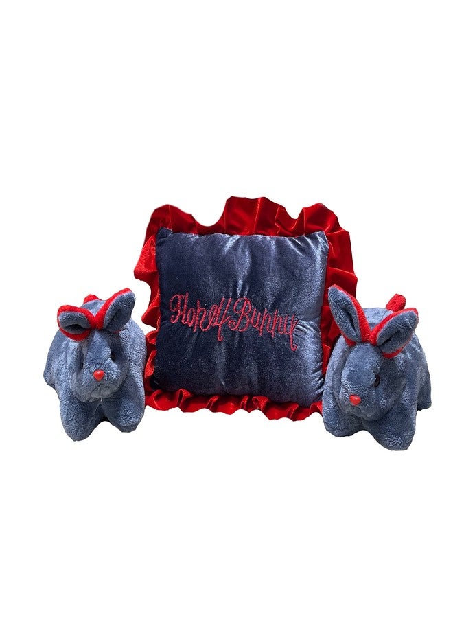 PINKS & BLUES Full Sleeping 5 Piece Baby Bedding Set with 2 Rabbit Shape Side Pillows (0-42 Months) (RED Grey) - Image 2