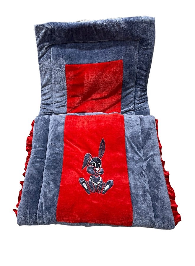 PINKS & BLUES Full Sleeping 5 Piece Baby Bedding Set with 2 Rabbit Shape Side Pillows (0-42 Months) (RED Grey) - Image 3