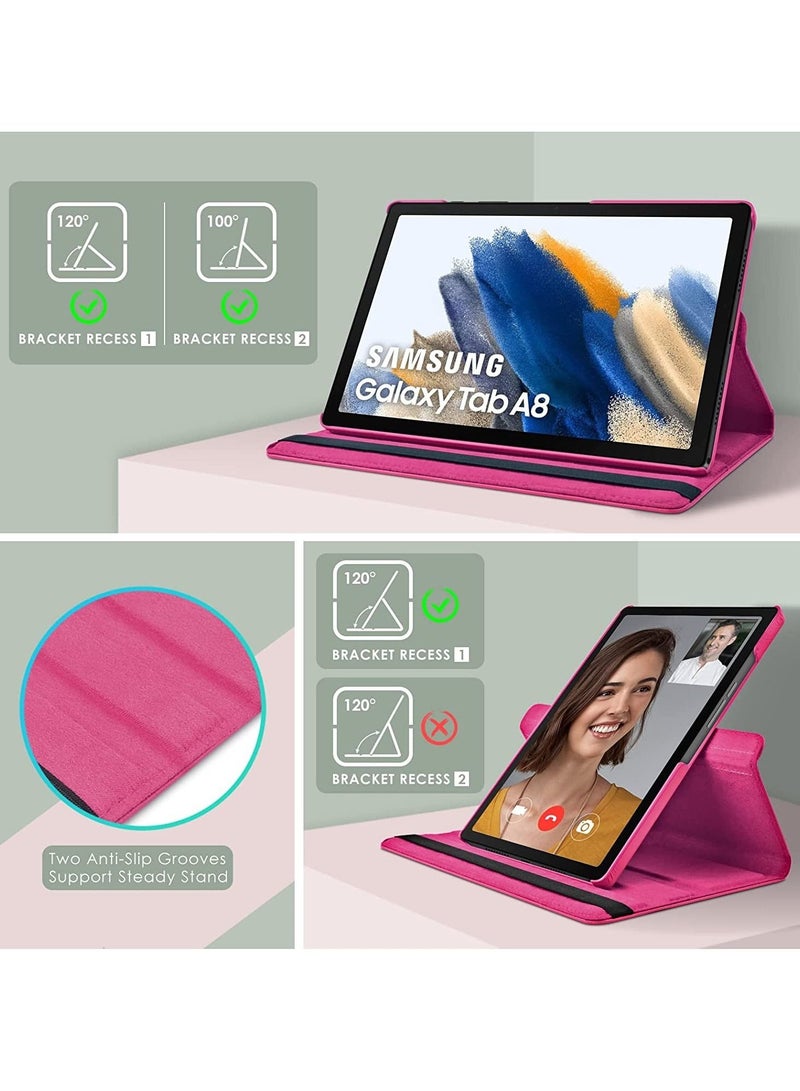 ELTRAZONE Case Compatible with Galaxy Tab A8 10.5" Case (SM-X200/X205/X207), Galaxy Tab A8 Case 10.5 inch,Auto Sleep/Wake 360° Rotating Stand Folio Leather Case for Tab A8 2022 (Rose Red) - Image 3