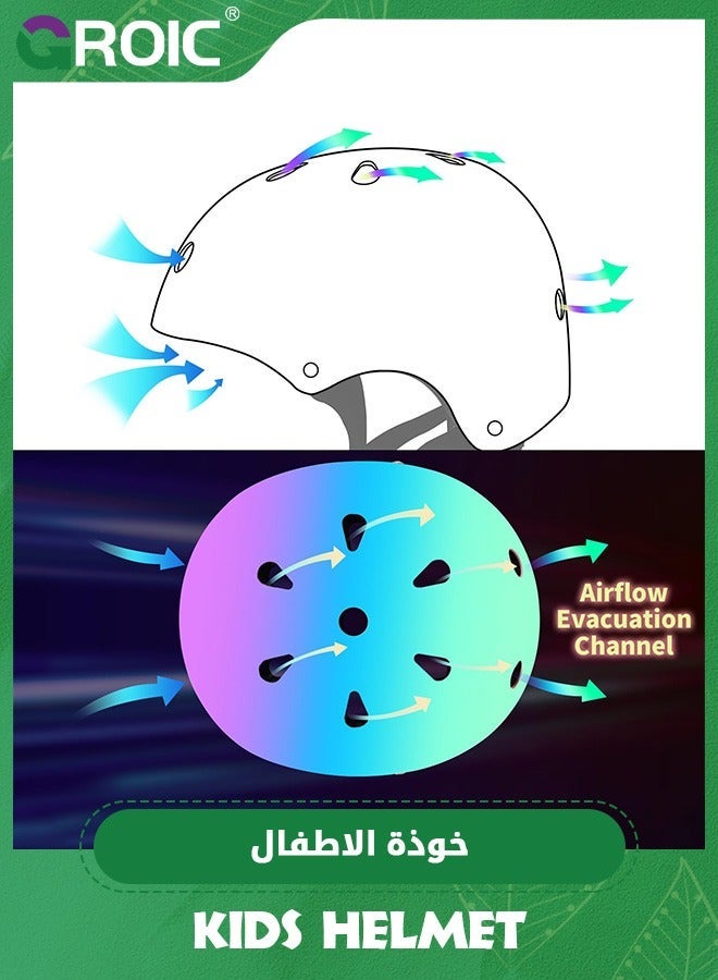 GROIC Colorful Gradient Helmet for kids, Kids Bike Helmets,Adjustable Multi-Sport Protective Gear Set,Kid Bicycle Skateboard - Image 3