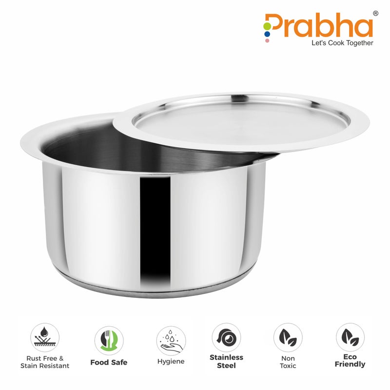 Prabha Stainless Steel Milk Topes - Ideal for Boiling and Cooking - Induction Base - 16cm - 1.6 Liter Capacity - Image 2