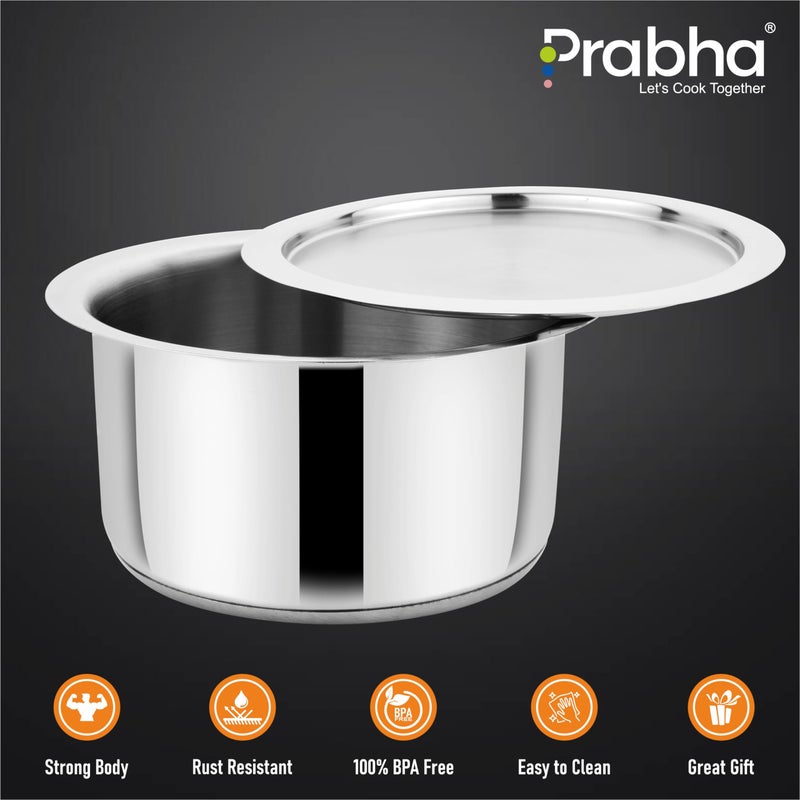 Prabha Stainless Steel Milk Topes - Ideal for Boiling and Cooking - Induction Base - 16cm - 1.6 Liter Capacity - Image 4