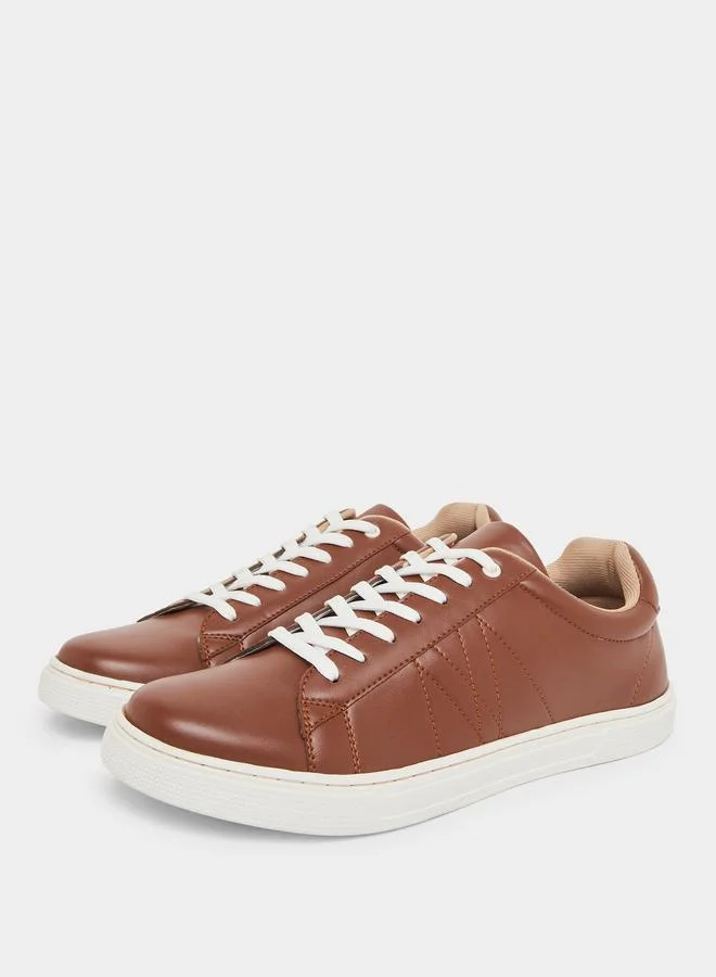 Styli  Men Tan Lace-Up Sneakers for Men | Best Price UAE