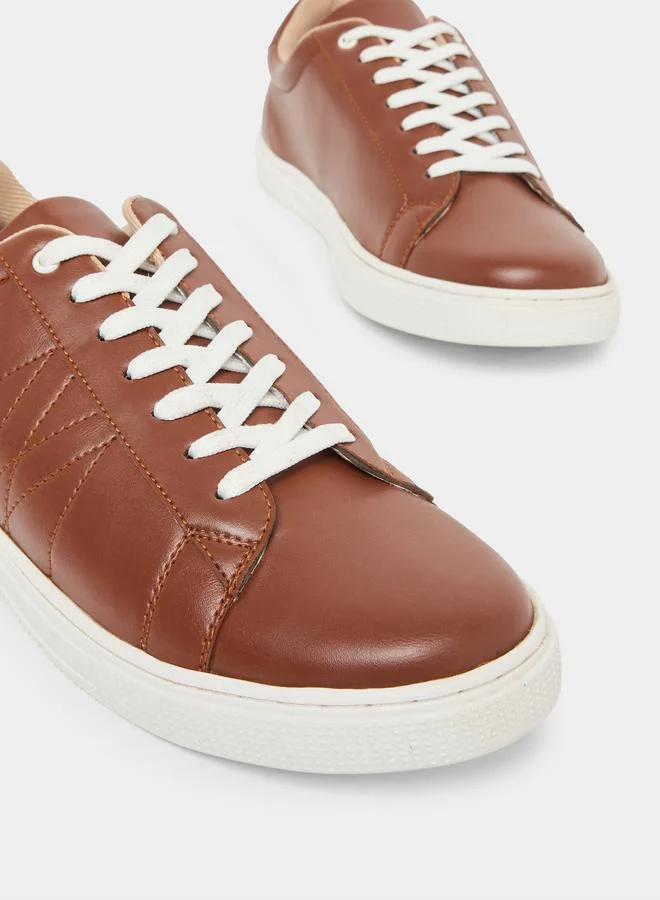 Styli  Men Tan Lace-Up Sneakers for Men | Best Price UAE