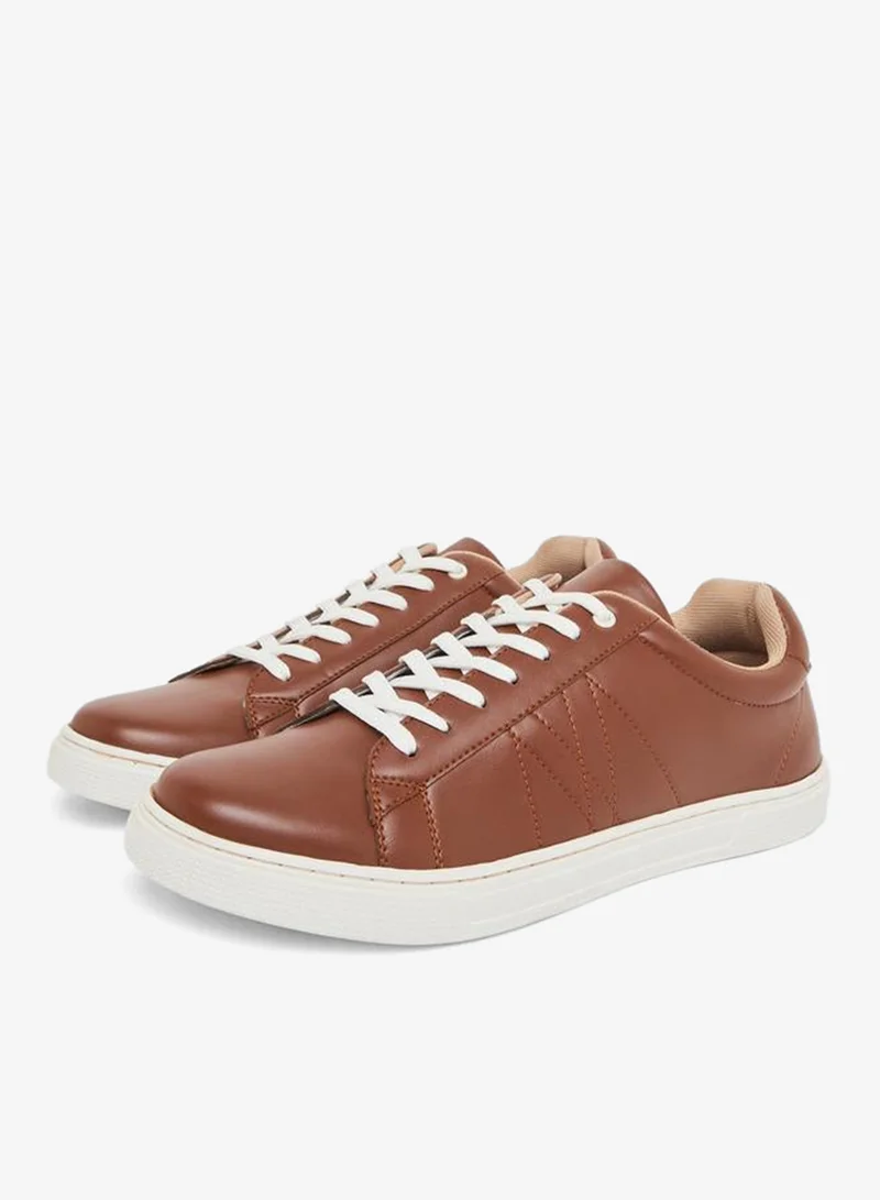 Styli Men Tan Lace-Up Sneakers
