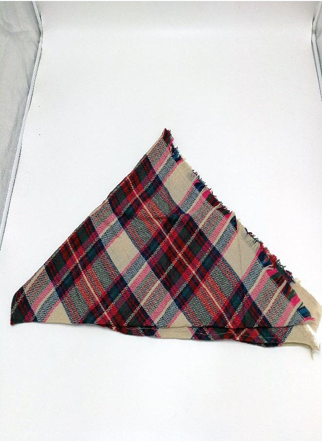 Wander Agio Wander Agio Womens Warm Scarf Triangle Shawls Large Scarves Stripe Plaid Fichu Beige Pink Colour 1  - Image 4