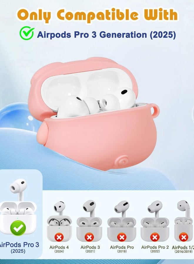 Joyleop for Airpods Pro 3 Case - Cute Funny for Women Girl Kids Girly 3D Kawaii Pig Cartoon Design Silicone Protective Case for Airpods Pro 3rd Gerneration 2025 Cover with Keychian - Image 1