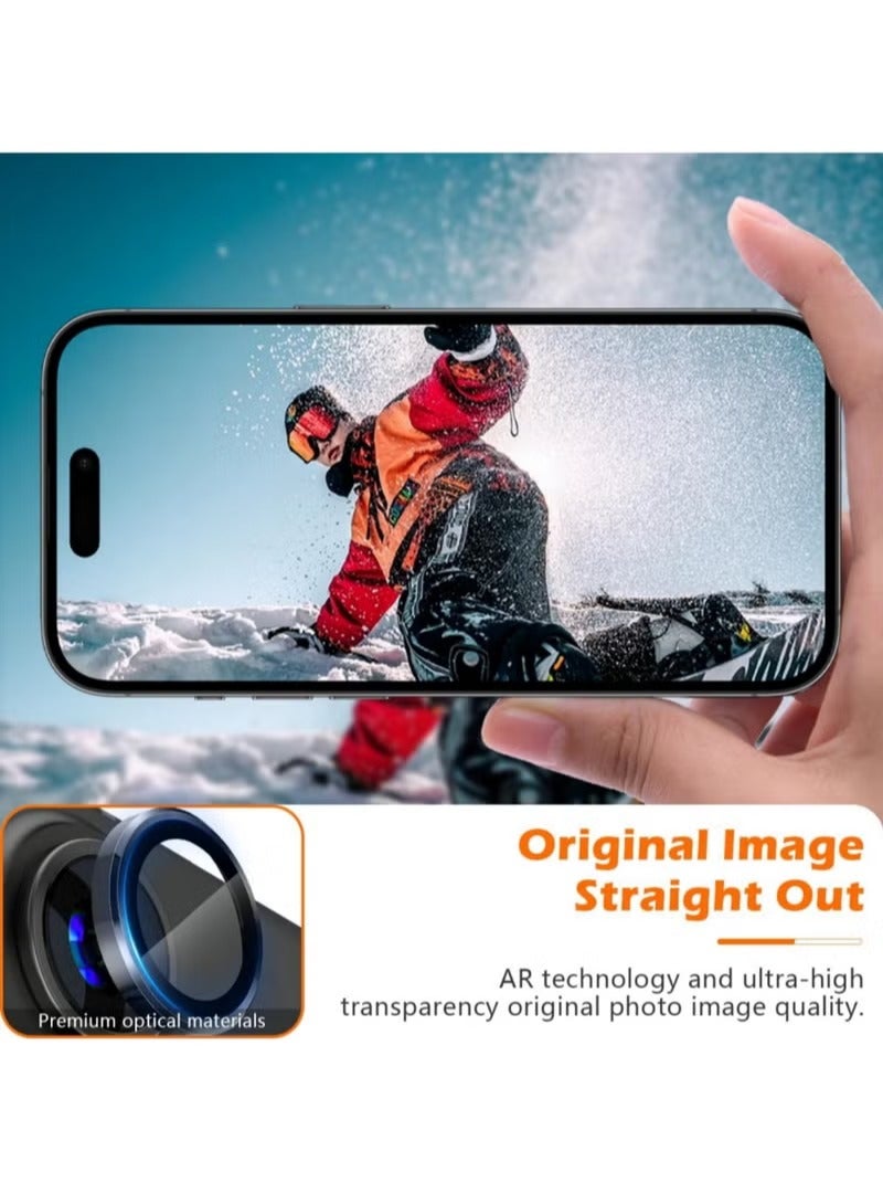 Camera Lens Protector for iPhone 17 Pro and iPhone 17 Pro Max, HD Tempered Metal Glass Camera Screen Protector Cover Film Accessories, 9H Tempered Glass Metal Individual Ring Cover, HD Clear, 1 set Blue - Image 5