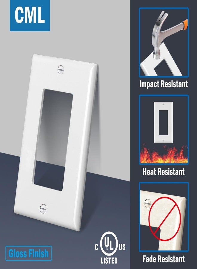 CML Hardware Decorator Wall Plates, 50 Pack Electrical Outlet Receptacle Covers, 1-Gang Switch Plates, Standard Size 2.76”x4.5”, Impact Resistant, UL Listed, White, Contractor Pack - Image 2