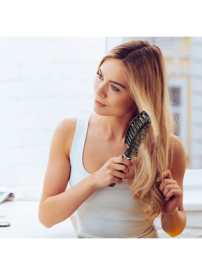 eyxformula 2 Pc Curved Vented Hair Brushes for Women, Eyxformula Anti Frizz Hair Detangling Brush for Long Thick Curly Hair, Paddle Blow Fast Drying Hair Detangler Wet Hair Brush Styling Tool - Image 5