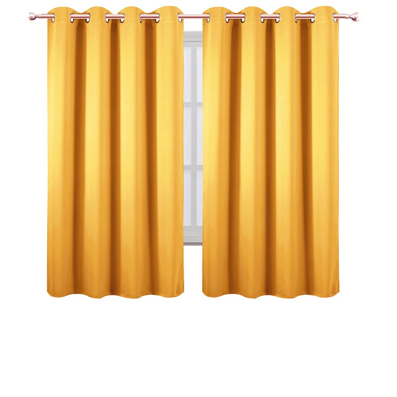 LEMOMO Yellow Thermal Blackout Curtains/52 x 63 Inch/Set of 2 Panels Room Darkening Curtains - Image 2