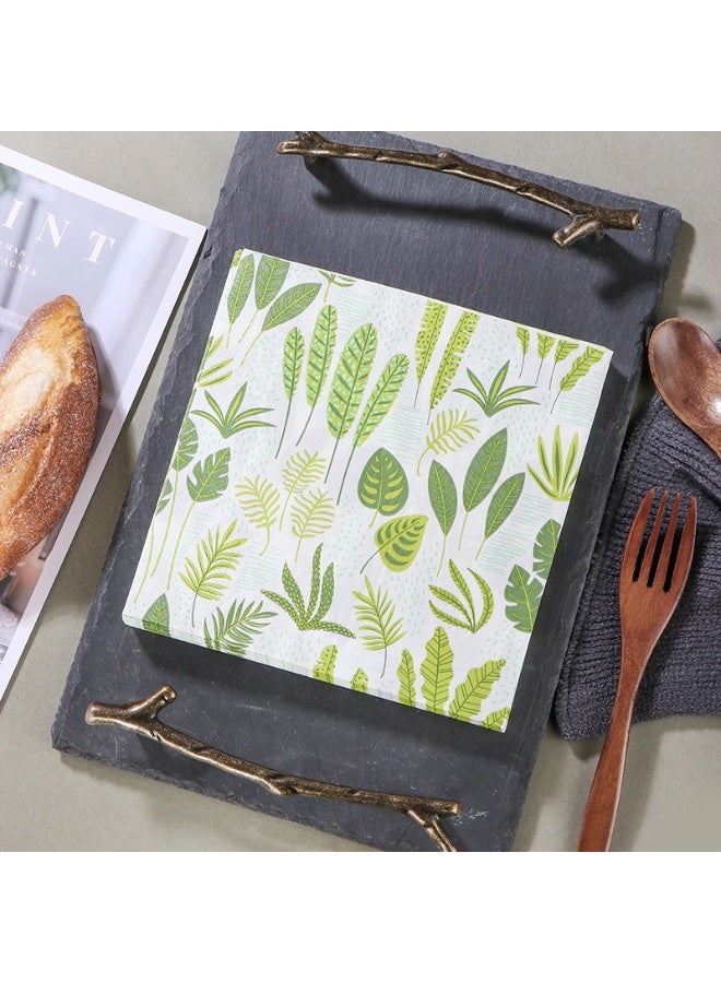 20 Pack Disposable Napkins Paper , Leaf-Print Patterned Napkins, Birthday Party Decorations, Placemats - Image 2