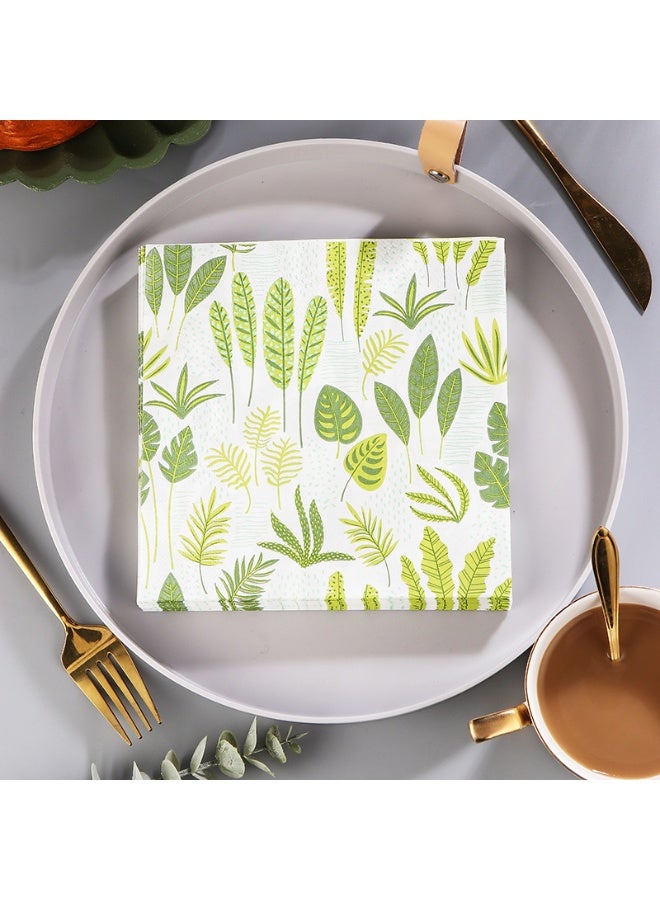 20 Pack Disposable Napkins Paper , Leaf-Print Patterned Napkins, Birthday Party Decorations, Placemats - Image 3