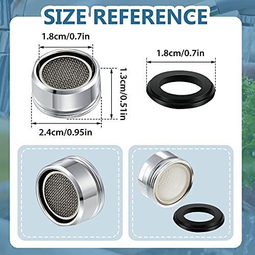 Honoson 6 Pieces Bathroom Faucet Aerator Replacement Parts With Brass Shell 15/16-inch 24 Mm Male Threads Kitchen Sink Aerators Filter Universal Size Sprayer - Image 2