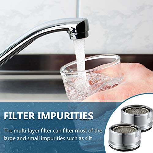 Honoson 6 Pieces Bathroom Faucet Aerator Replacement Parts With Brass Shell 15/16-inch 24 Mm Male Threads Kitchen Sink Aerators Filter Universal Size Sprayer - Image 5