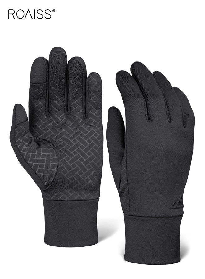 رويس قفازات صوف رياضية شتوية للرجال، قفازات ركوب دراجات مقاومة للماء، مقاومة للدفء والبرودة للجري في الهواء الطلق، قفازات تعمل باللمس مع قفازات أصابع مقسمة منقوشة من السيليكون - Image 1