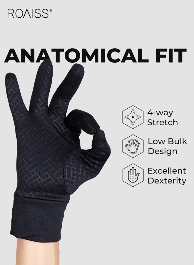 رويس قفازات صوف رياضية شتوية للرجال، قفازات ركوب دراجات مقاومة للماء، مقاومة للدفء والبرودة للجري في الهواء الطلق، قفازات تعمل باللمس مع قفازات أصابع مقسمة منقوشة من السيليكون - Image 4