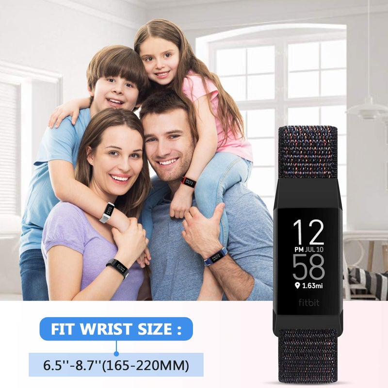 AVOD Nylon Watch Bands Compatible with Fitbit Charge 4/Charge 3/SE, Soft Replacement Wristband Breathable Sport Strap with Band for Women Men (Dark Black+Official Black) - Image 3