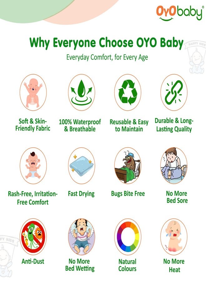 أيو بيبي ملاءة أطفال جافة فائقة الامتصاص ومقاومة للماء من OYO BABY، مقاس صغير (70×50 سم) - عبوة من قطعتين - ملاءة سريعة الجفاف لحماية السرير، ناعمة وجيدة التهوية، لون خوخي وبنفسجي - Image 1
