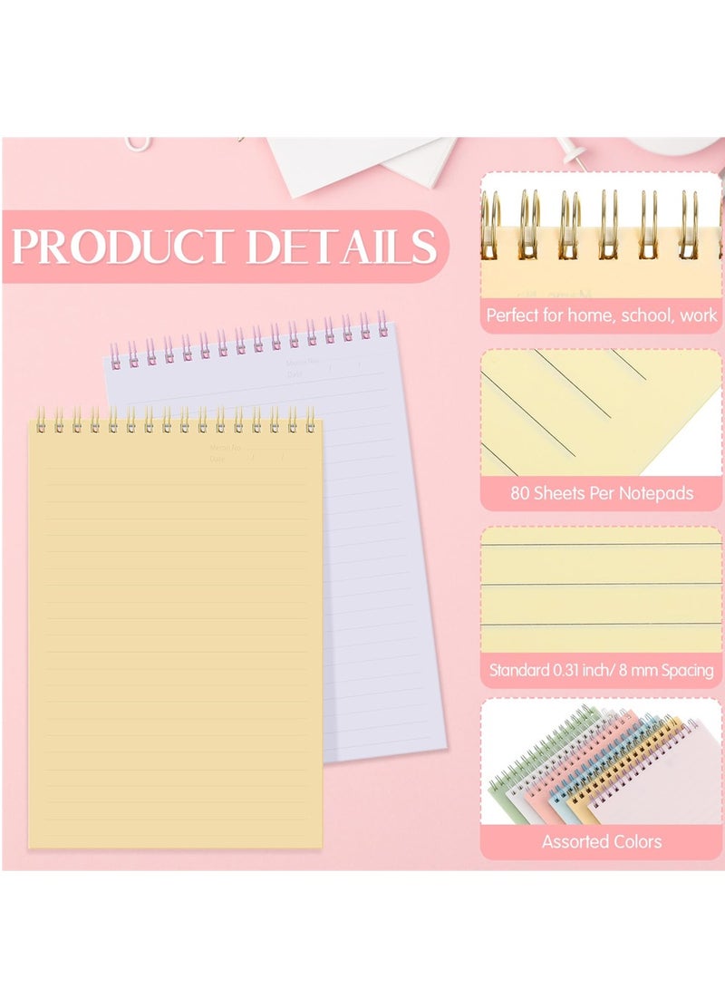 Captaintech Colorful A5 Spiral Notebooks Set of 12 Top Bound Steno Pads with 80 Sheets Perfect for Study and Notes in 6 Vibrant Colors - Image 5