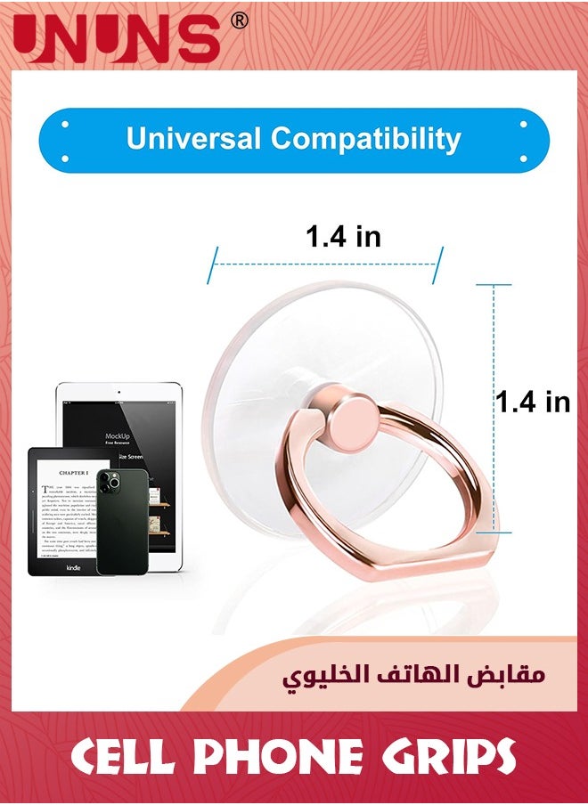 UNUNS - 4 Pack Clear Cell Phone Ring Holder,Transparent Finger Grip Loop Kickstand,360°Rotation Phone Finger Ring Stand For Most Phones Tablet And Case-1Silver+1Black+1Rose Gold+1Gold - Image 1