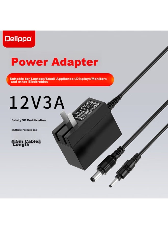 Delippo Power Adapter, 12v3a Small Port 3.5mm, Suitable For Shenzhou Youya Xs-5y10s2, P30, Dairui R9pro, Tablet And Laptop Charging Cable - Image 1
