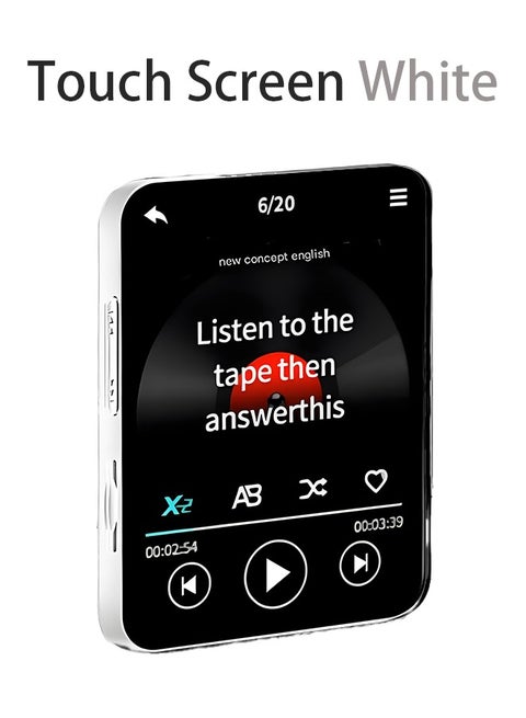 Full Touch Screen and Mini Portable MP3 MP4 Player Bluetooth MP4 Music Player HIFI Sound Speaker - White