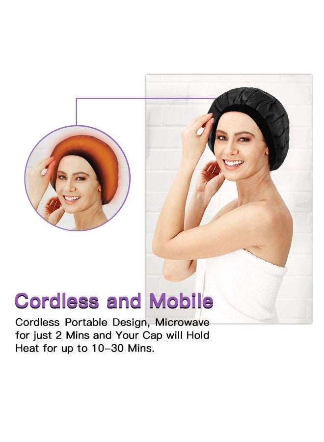 Deep Conditioning Heat Cap - Cordless 100% Natural Cotton Flaxseed Seed Interior Microwave Treatment Steam Hot Cap for Deep Conditioning Natural Curly Hair Drying Styling - Image 4