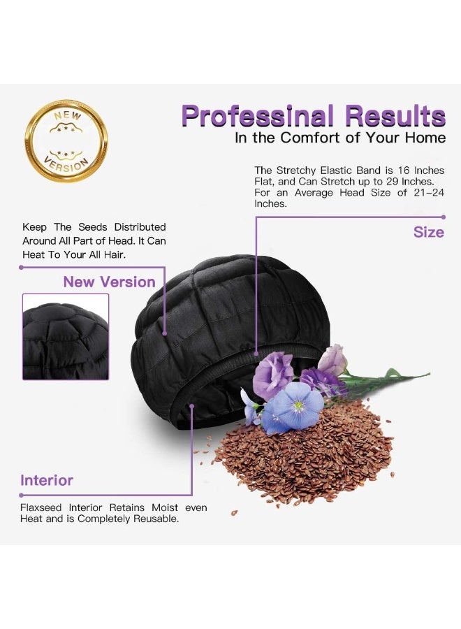 Deep Conditioning Heat Cap - Cordless 100% Natural Cotton Flaxseed Seed Interior Microwave Treatment Steam Hot Cap for Deep Conditioning Natural Curly Hair Drying Styling - Image 2