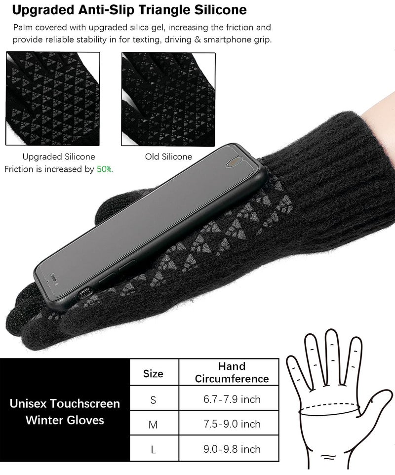 Vgogfly Winter Knit Gloves Warm Full Fingers Men Women with Upgraded Touch Screen - Anti-Slip Glove Fleece Lined, Dark Grey, Medium - Image 5