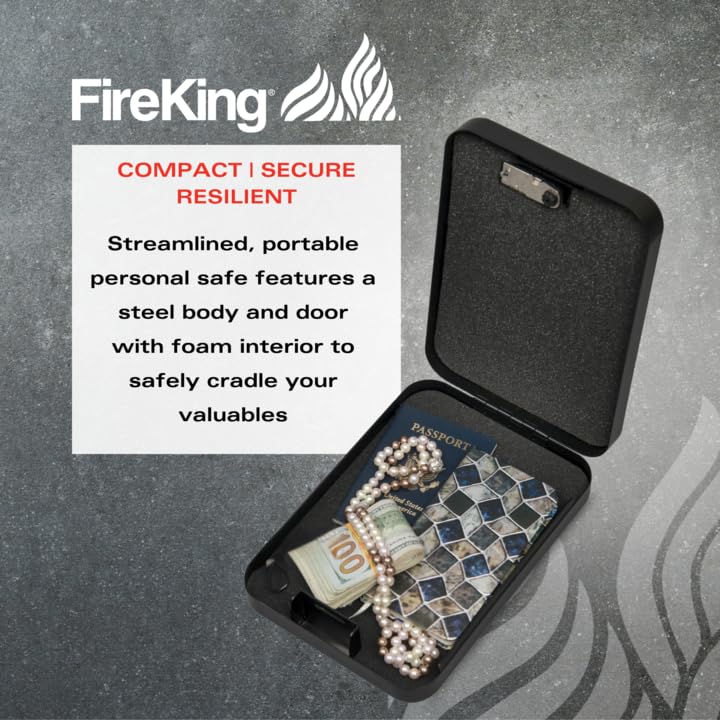 FireKing Mini Safe with Combination Lock, Lock Box for Home, Compact Home Safe for Valuables, Small Portable Lockbox, Black - Image 3