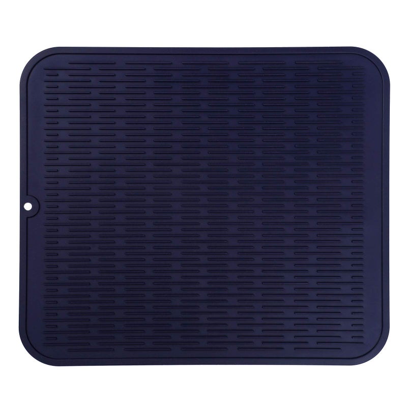MicoYang Silicone Dish Drying Mat for Multiple UsageEasy cleanEcofriendlyHeatresistant Silicone Mat for Kitchen Counter or SinkRefrigerator or Drawer Liner Navy Blue XL 18 inches x 16 inches