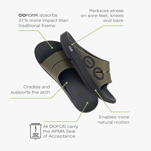 OOFOS أحذية الاسترداد الرياضية OOFOS OOahh، أخضر تكتيكي - مقاس النساء 14، مقاس الرجال 12 - Image 4