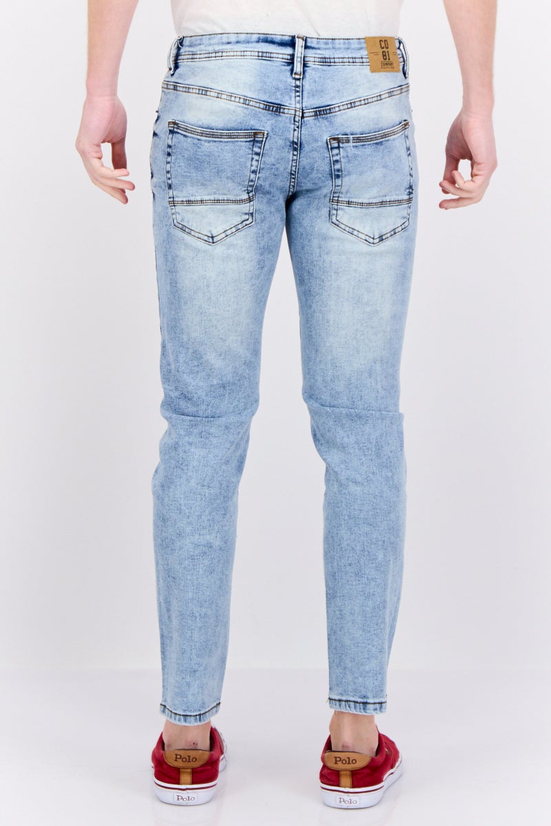 Company Eighty One جينز ضيق للرجال، مغسول وقابل للتمدد، أزرق فاتح - Image 3