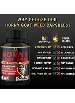 BMVINVOL Horny Goat Weed Capsules with Maca, Ginseng, Tribulus Terrestris, Ashwagandha, Black Pepper - 90 Count for 3 Month Supply - pzsku/ZA8CB2DA3F127CC592D80Z/45/_/1740202637/62729fb5-db6b-41f9-9302-67cf04f16aab