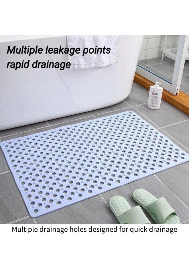 سجادة استحمام، وسادة تنظيف أقدام آمنة ومضادة للانزلاق، سجادة حمام مزودة بأكواب شفط وفتحات تصريف، سجادة تنظيف أقدام للحمام، تدليك للقدمين، مناسبة للحمام والمطبخ وحمام السباحة والمناطق الرطبة (أزرق فاتح، 36*69 سم) - Image 3