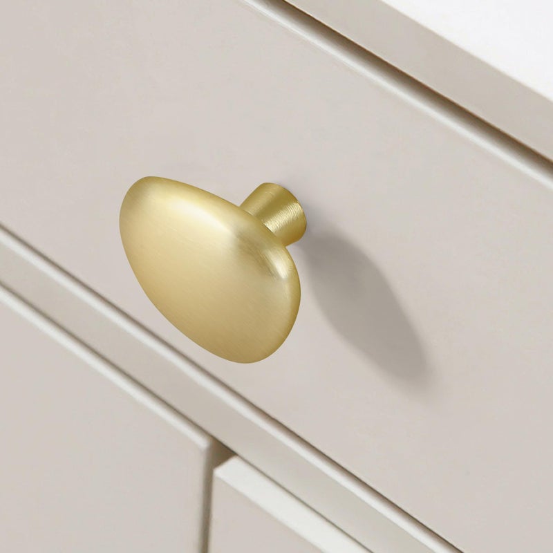 Malimali 10 Pack Brushed Brass Pebble Cabinet Knobs for Dresser Drawers, Gold Cabinet Hardware Knobs for Kitchen Bathroom Cabinets Cupboard Pulls - Image 2