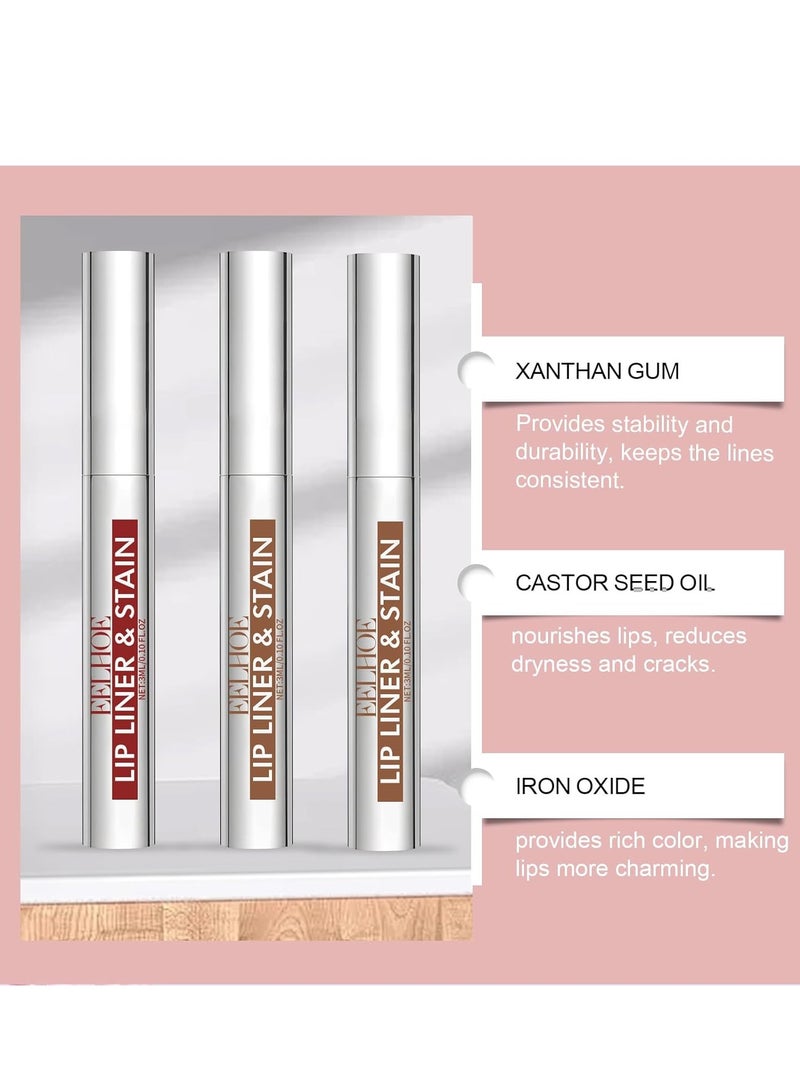 EELHOE Peel Off Lip Stain Tattoo, Peel Off Lip Liner, Removable Lip Liner Set, Matte Finish Waterproof Lip Liner Pencil, Transfer-proof Peel Off Lip Stick Highly Pigmented Color Lip Makeup(Reddish Brown) - Image 2