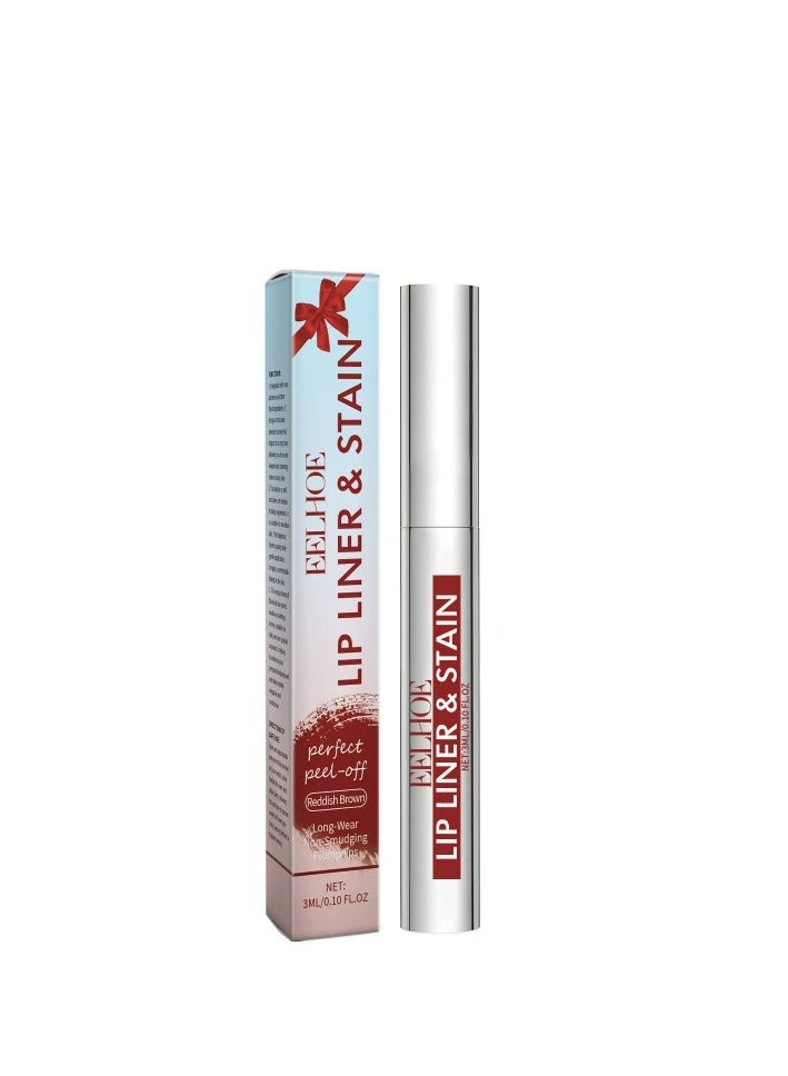 EELHOE Peel Off Lip Stain Tattoo, Peel Off Lip Liner, Removable Lip Liner Set, Matte Finish Waterproof Lip Liner Pencil, Transfer-proof Peel Off Lip Stick Highly Pigmented Color Lip Makeup(Reddish Brown) - Image 1