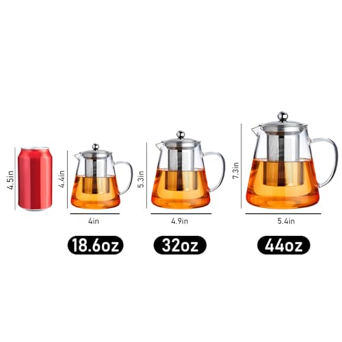 PARACITY Glass Teapot Stovetop 18.6 OZ, Borosilicate Clear Tea Kettle with Removable 18/8 Stainless Steel Infuser, Teapot Blooming and Loose Leaf Tea Maker Tea Brewer for Camping, Travel (550ML) - Image 3