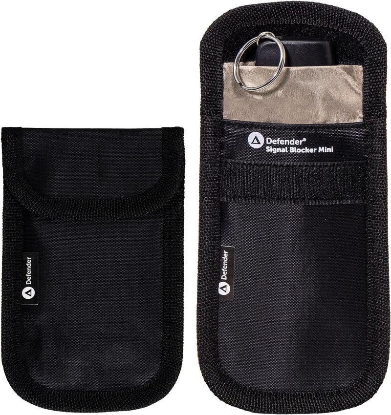 Defender Car Key Signal Blocker Pouch - RFID Blocking Faraday Case - Protection for Keyless Fobs - Works with Remote Entry Keys (2 x Pack, Black) - Image 1