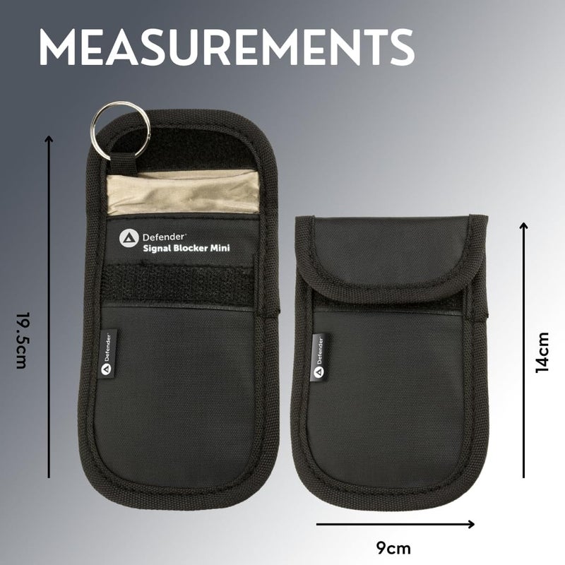 Defender Car Key Signal Blocker Pouch - RFID Blocking Faraday Case - Protection for Keyless Fobs - Works with Remote Entry Keys (2 x Pack, Black) - Image 5