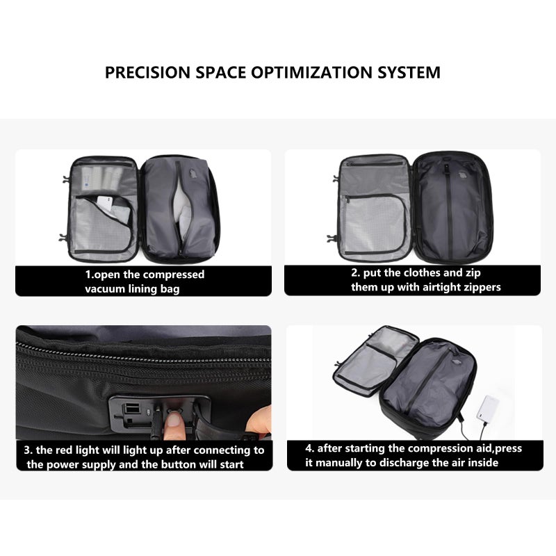 LIGHTGO] Travel-friendly Vacuum Packing Backpack with Built-in Air Pump, Portable Compression Cube, TSA-approved Lock, and Waterproof for College Students and Family Trips. - Image 4
