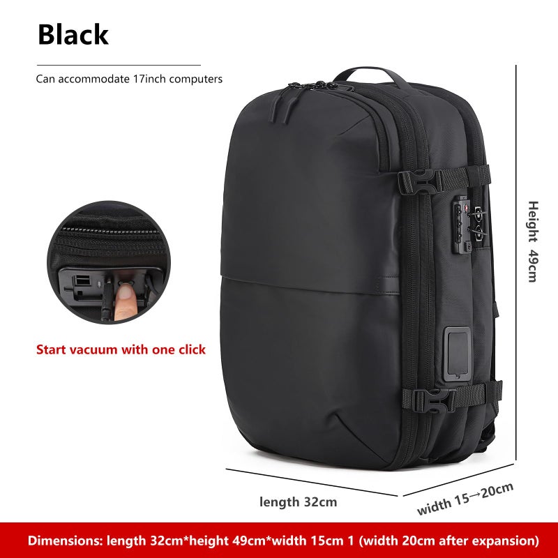 LIGHTGO] Travel-friendly Vacuum Packing Backpack with Built-in Air Pump, Portable Compression Cube, TSA-approved Lock, and Waterproof for College Students and Family Trips. - Image 3