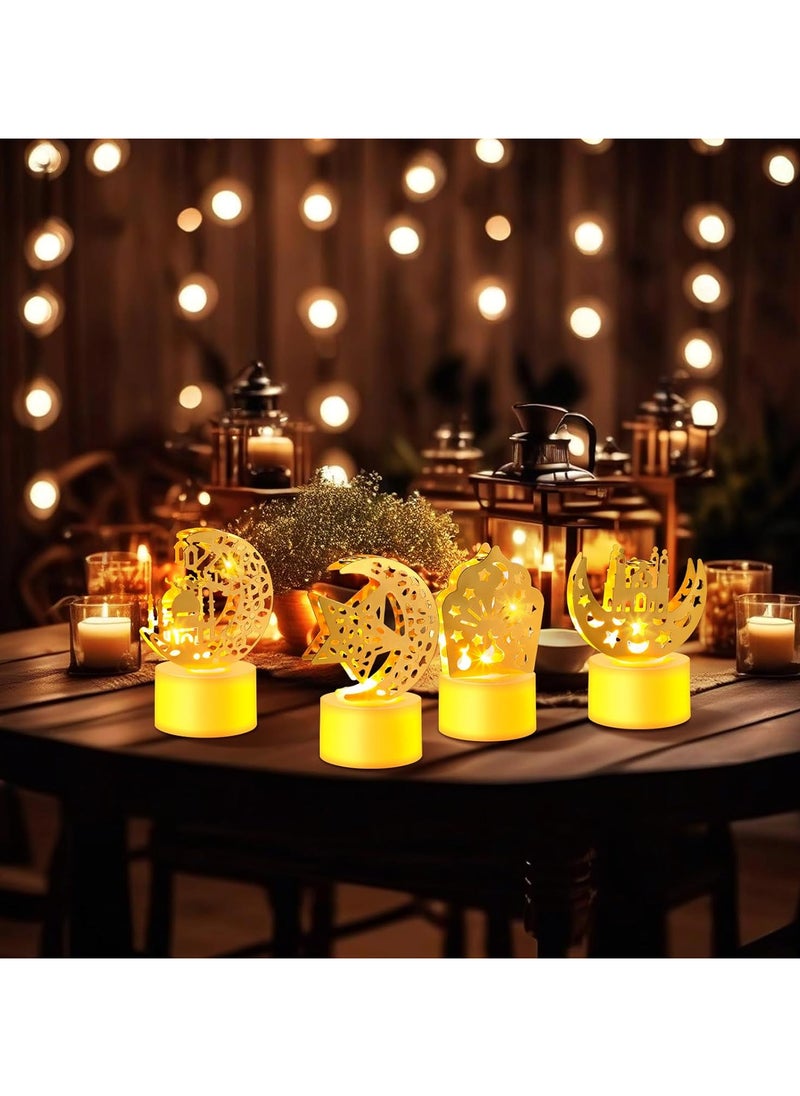 AUTOYSUR - 1pc LED Tea Lights, Ramadan Decor Light, Flameless LED Tea Lights Candles Battery Operated, Eid Mubarak Lamp Plastic LED Night Light for Eid Ramadan Party Home Indoor Bedroom Tabletop Decor - Image 1
