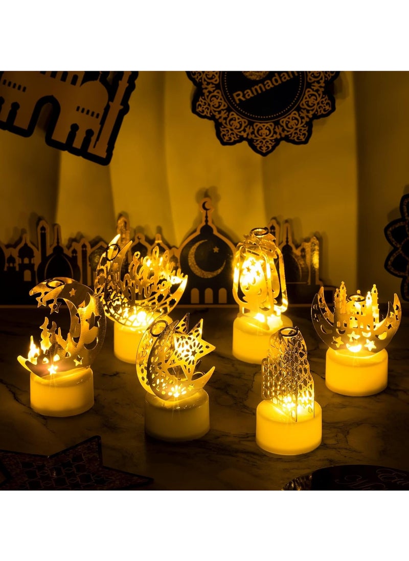 AUTOYSUR - 1pc LED Tea Lights, Ramadan Decor Light, Flameless LED Tea Lights Candles Battery Operated, Eid Mubarak Lamp Plastic LED Night Light for Eid Ramadan Party Home Indoor Bedroom Tabletop Decor - Image 1